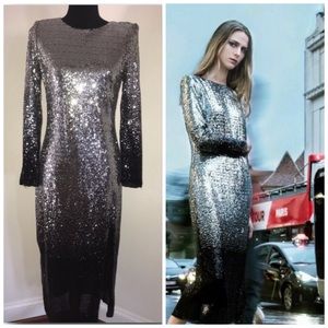 Zara OMBRÉ Sequin Dress SZ XL